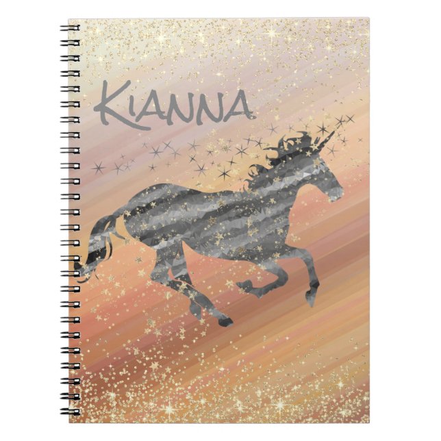 Cuaderno Personalizada la Purpurinoso Starry Unicorn (Frente)
