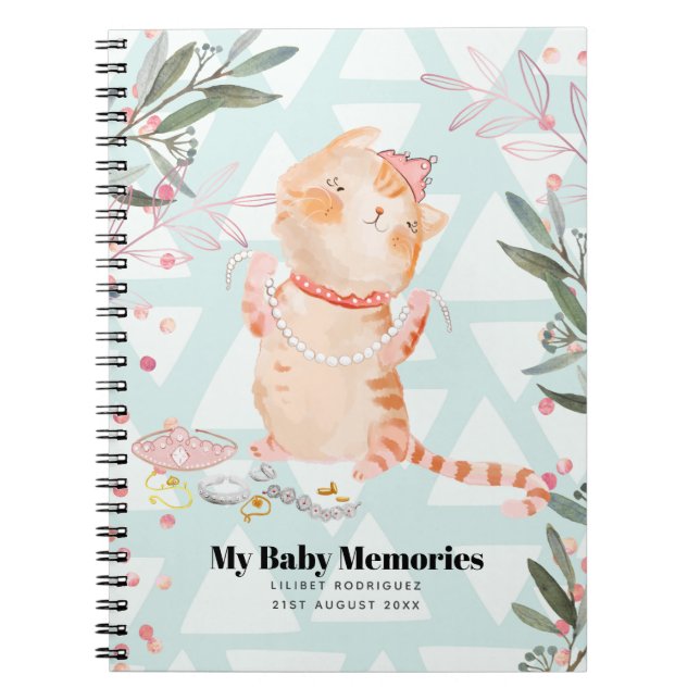 Cuaderno Personalizada Mi bebé Recuerdos Princesa Kitten Li (Frente)