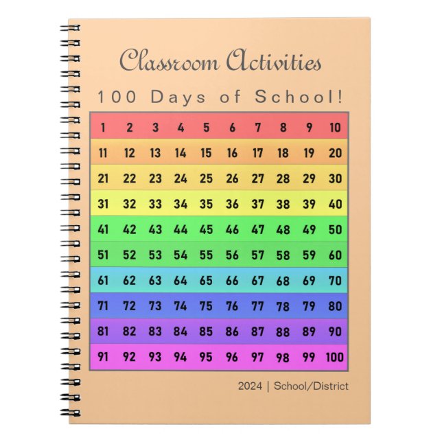 Cuaderno Personalizado 100 días de actividades escolares (Frente)