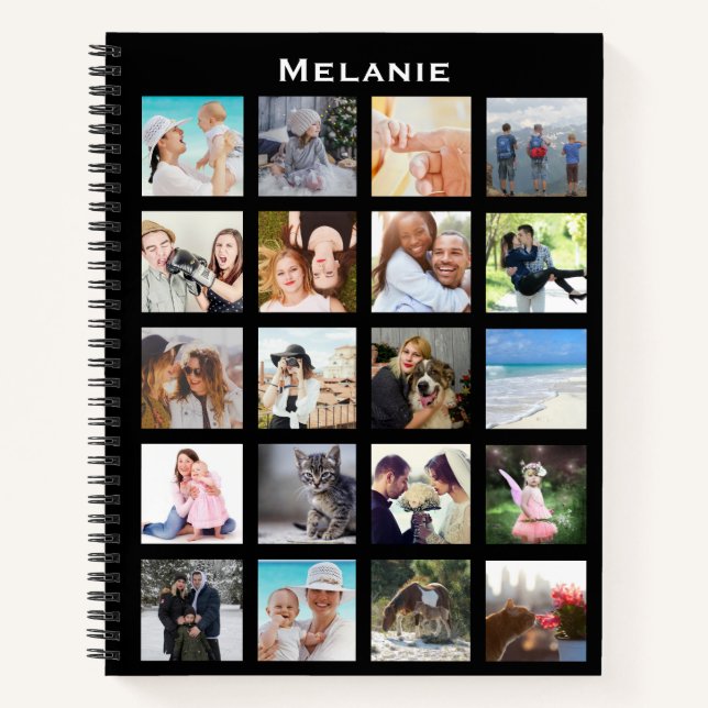 Cuaderno Personalizado 20 Square Photo Grid Collage Persona (Anverso)