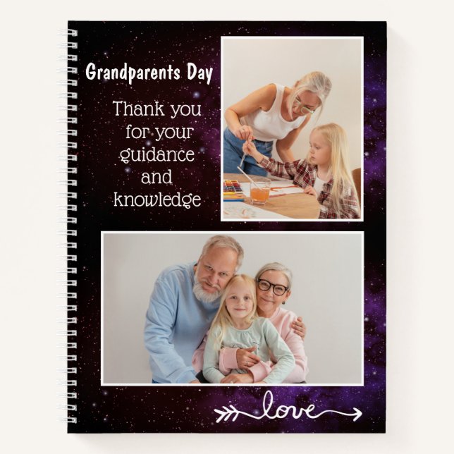 Cuaderno Personalizado 2 Abuelos de foto Día Brillante (Anverso)