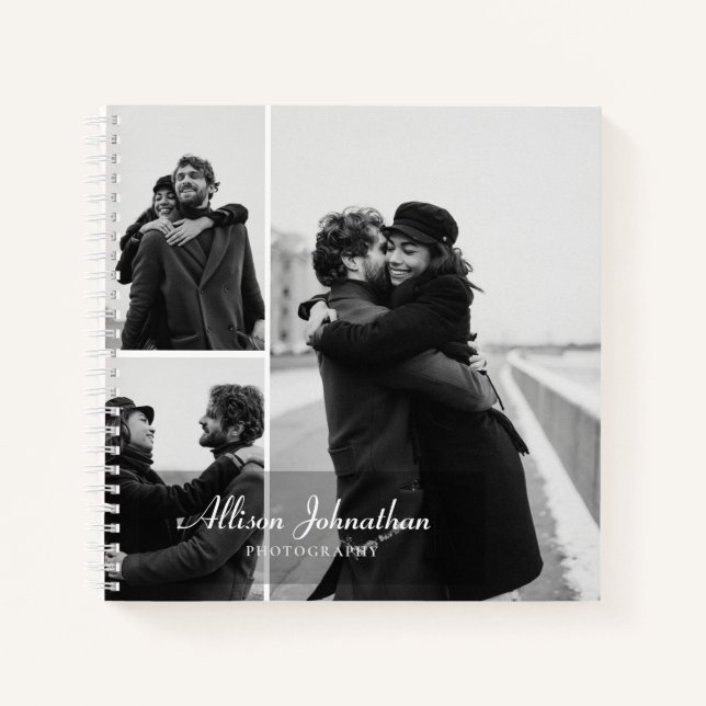 Cuaderno personalizado 3 fotos fotografía escritura moderna (Anverso)