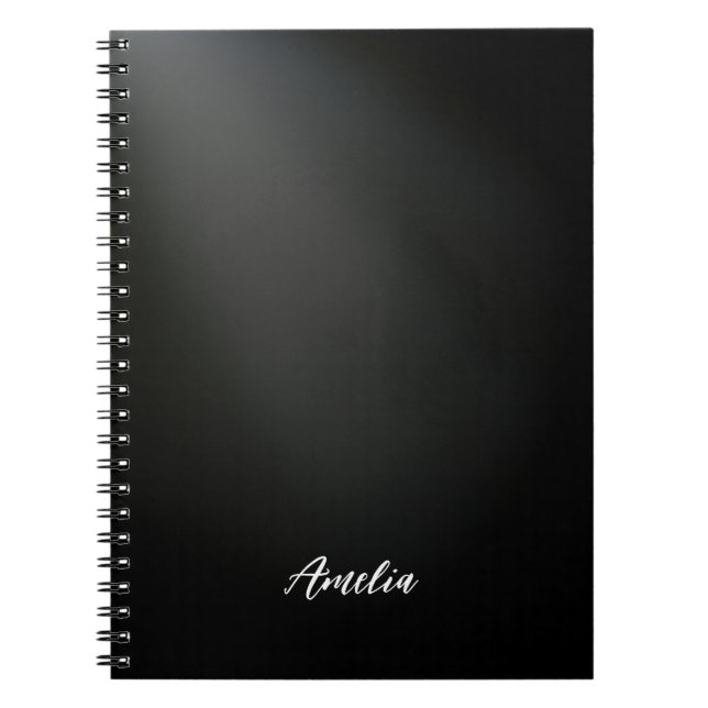 Cuaderno personalizado abstracto moderno negro (Frente)