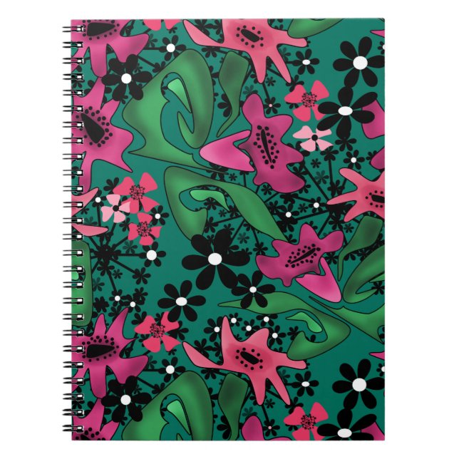 Cuaderno Personalizado abstracto sin igual flores lindas co (Frente)