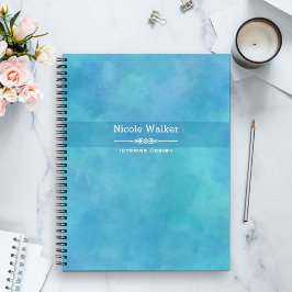 Cuaderno Personalizado Acuarela Azul Aqua