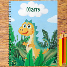 Cuaderno Personalizado Acuarela Dinosaurios Niños 
