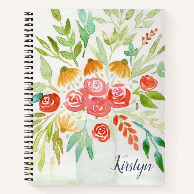 Cuaderno Personalizado acuarela floral (Anverso)