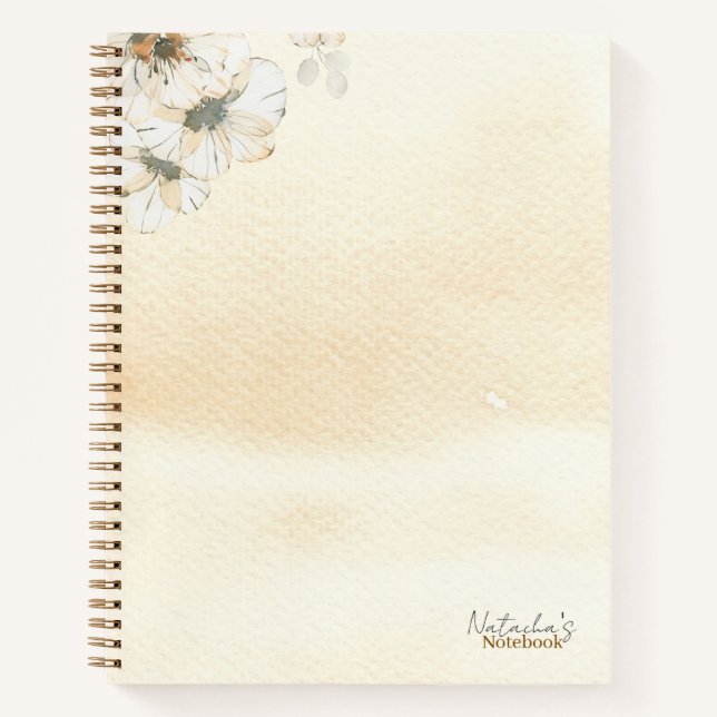 Cuaderno Personalizado acuarela floral Kraft papel Moderno (Anverso)