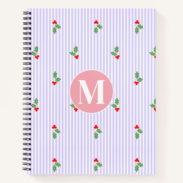 Cuaderno Personalizado adorable de rayas de vacaciones de N (Anverso)