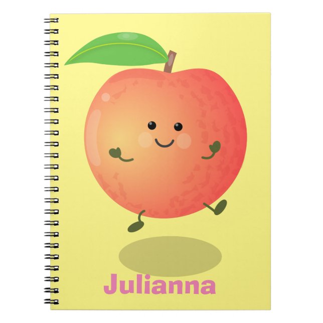 Cuaderno Personalizado amarillo de melocotón alegre (Frente)