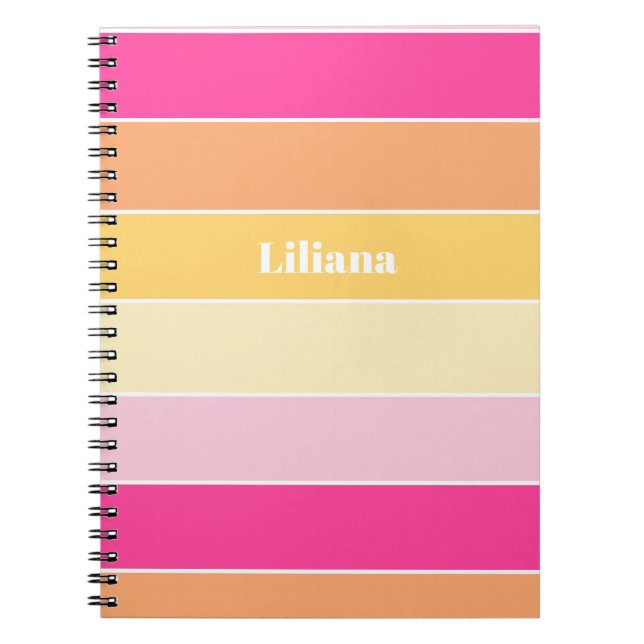 Cuaderno Personalizado amarillo rosa Bandas de bloques de c (Frente)