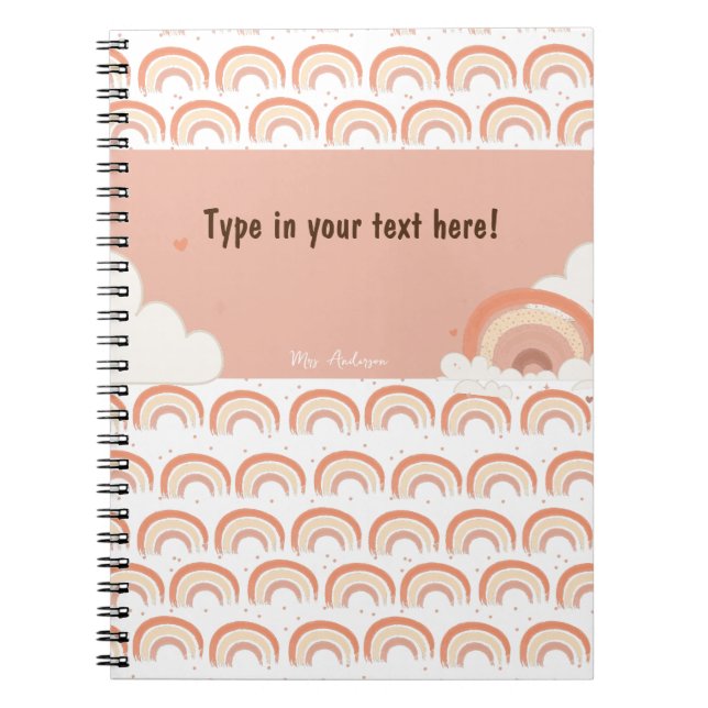 Cuaderno personalizado arcoíris boho moderno (Frente)