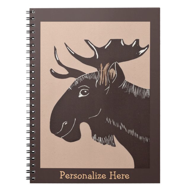 Cuaderno personalizado arte de los alces de Brown (Frente)