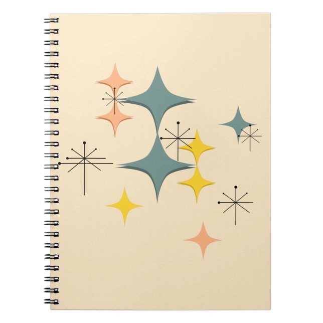 Cuaderno Personalizado atómico moderno de Eames Starbursts (Frente)