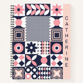Cuaderno Personalizado audaz floral geométrico de mediados 