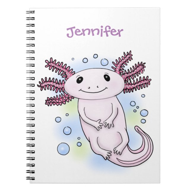Cuaderno Personalizado axolotópico rosa adorable (Frente)