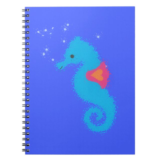 Cuaderno Personalizado azul caballito de mar (Frente)