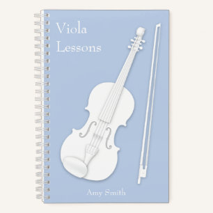 Cuaderno Personalizado azul claro blanco violín o viola mus