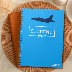 Cuaderno Personalizado azul del avión Falcon F-16 piloto de