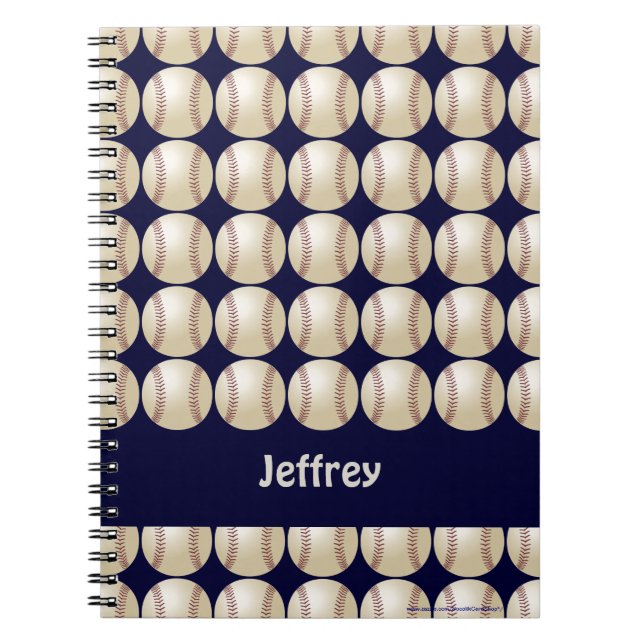 Cuaderno personalizado azul marino del béisbol (Frente)