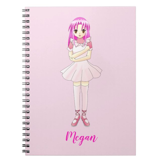 Cuaderno Personalizado Bailarina Anime Rosa (Frente)