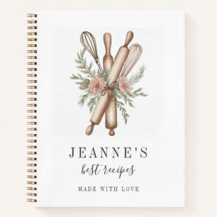 Cuaderno Personalizado Bakers Rolling Pin Whisk Receta Plan