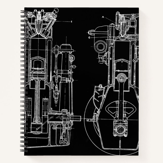 Cuaderno Personalizado BLANCO AZUL DE DIBUJO MECÁNICO (Anverso)