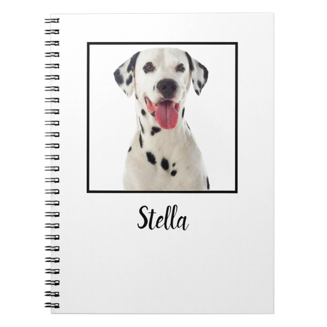 Cuaderno Personalizado blanco lindo foto de perro (Frente)
