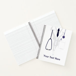 Cuaderno Personalizado blanco macho de abrigo médico médi