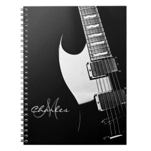 Cuaderno personalizado blanco y negro de la músic