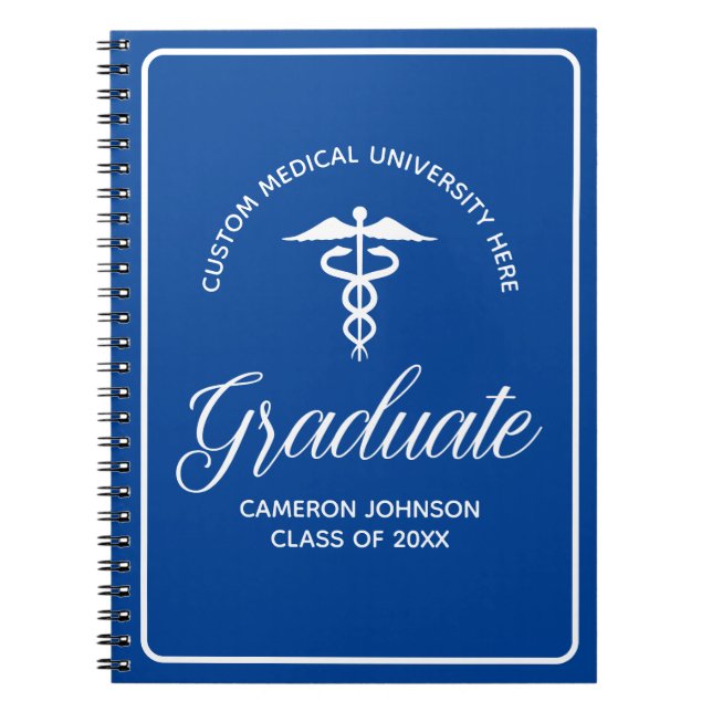 Cuaderno Personalizado Blue Medical School Graduación Keeps (Frente)