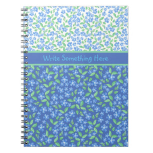 Cuaderno Personalizado Blue Periwinkles Ditsy Floral Patter