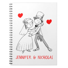 Cuaderno Personalizado Boda blanco rojo de Cute Bride Groom