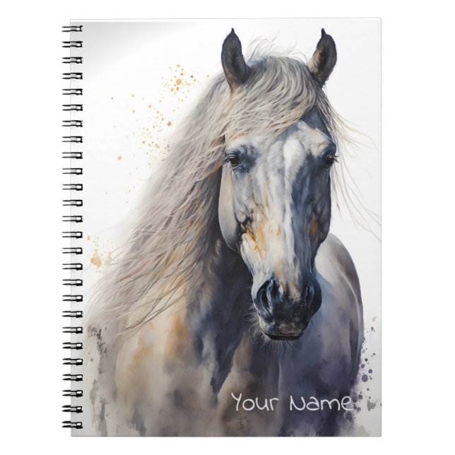 Cuaderno Personalizado Caballo Blanco Acuarela (Frente)