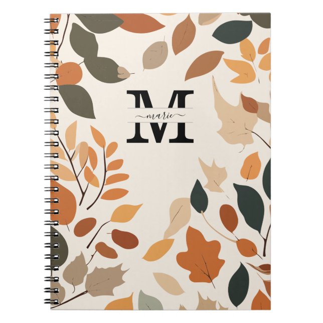Cuaderno Personalizado Caída Monograma Floral Personalizado (Frente)