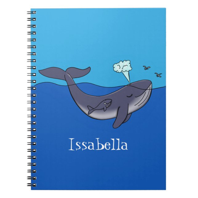 Cuaderno Personalizado caprichoso de ballenas y terneros (Frente)