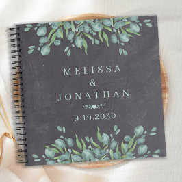 Cuaderno Personalizado Chalkboard Greenery Boda Guestbook
