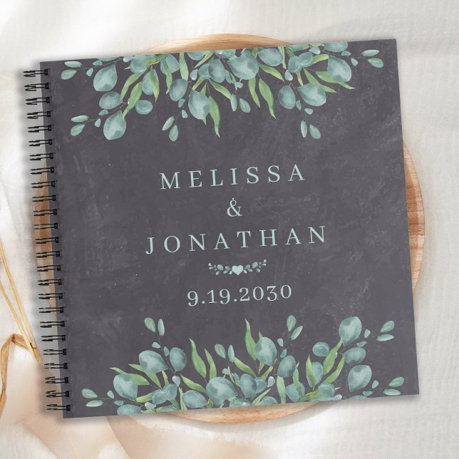 Cuaderno Personalizado Chalkboard Greenery Boda Guestbook (Subido por el creador)