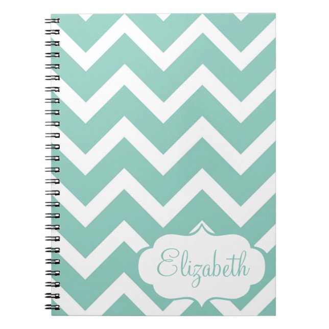 Cuaderno personalizado Chevron azul y blanco (Frente)