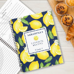 Cuaderno Personalizado Citrus Lemon Patrón Botánico Marina<br><div class="desc">Este diseño de patrón de limón y un cuadrado blanco en la parte delantera donde se puede personalizar con su nombre,  el propósito y el volumen si se desea.</div>