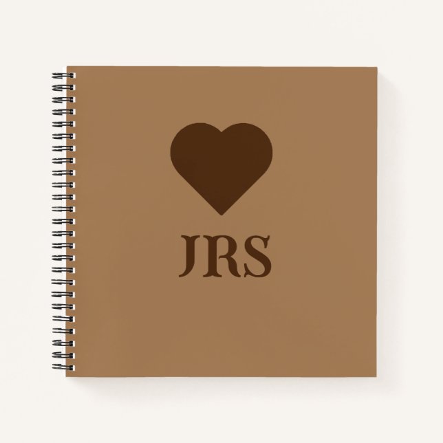 Cuaderno Personalizado Clásico Elegante Iniciales Marrón (Anverso)