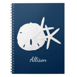 Cuaderno Personalizado Coastal Beach Blue Starfish Sand Dol