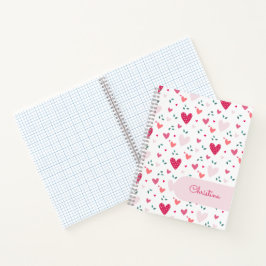 Cuaderno Personalizado con Corazones Rosados para 
