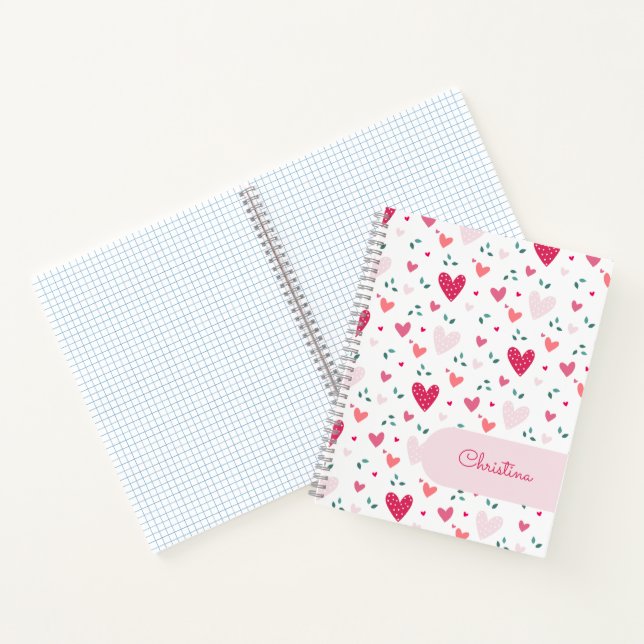 Cuaderno Personalizado con Corazones Rosados para  (Interior)