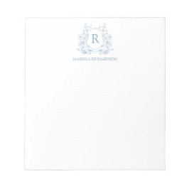 Cuaderno personalizado con cresta floral azul