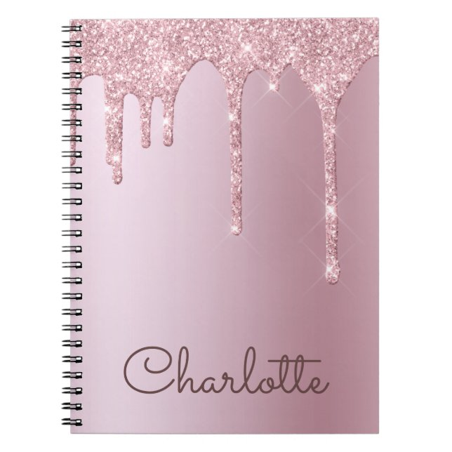 Cuaderno personalizado con destellos de oro rosa (Frente)
