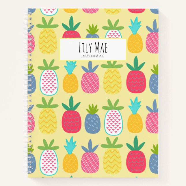 Cuaderno Personalizado con el patrón Super Cute Lemon Pinea (Anverso)