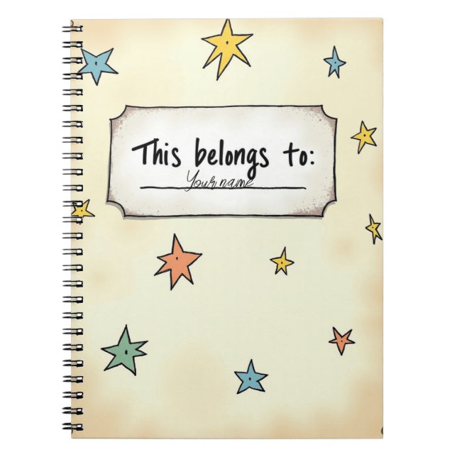 Cuaderno personalizado con estrellas de garabatos (Frente)
