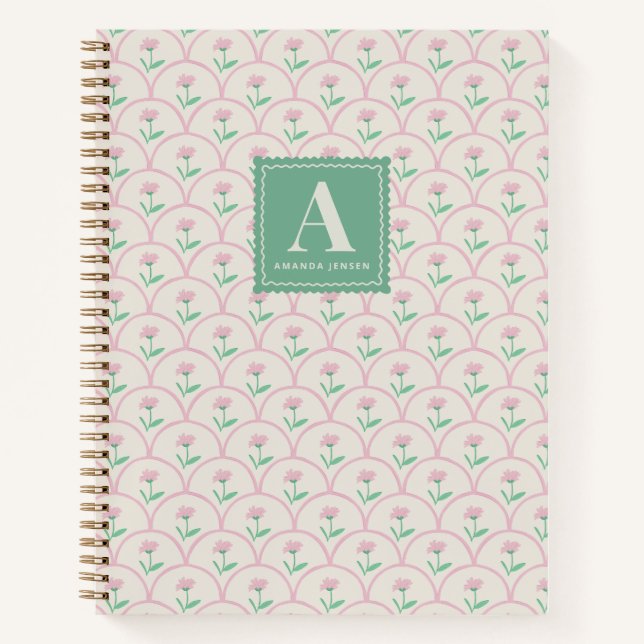 Cuaderno Personalizado con Flores Rosadas Escalona (Anverso)