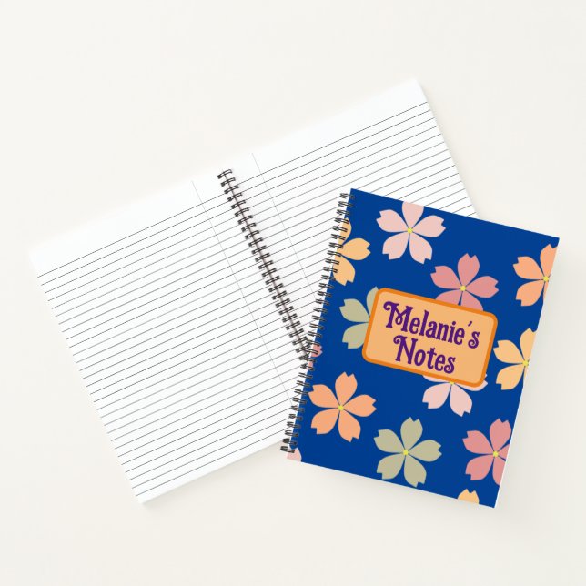 Cuaderno personalizado con fondo azul floral (Interior)